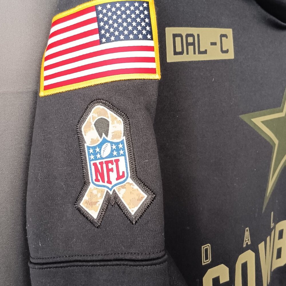 Nike Dallas Cowboys Hoodie Men Medium Black Green Camo Salute Service On Field - Picture 3 of 8